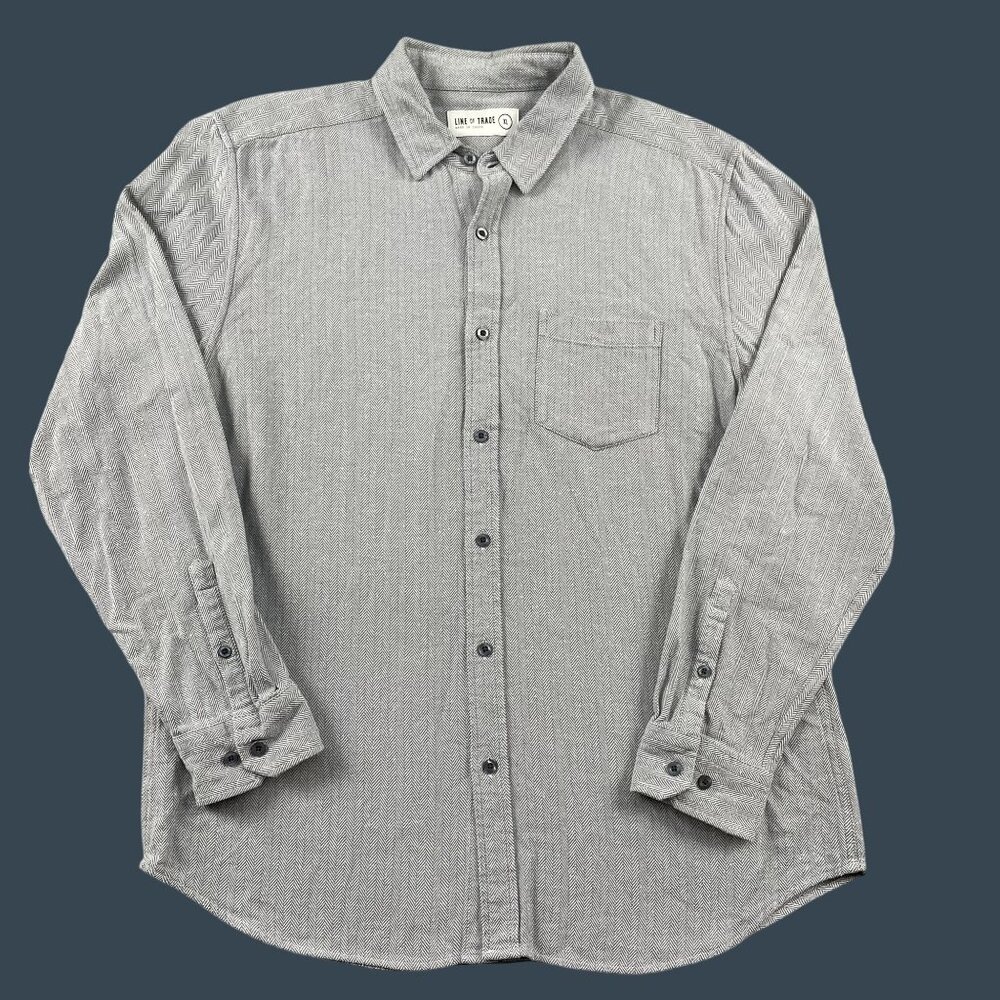 Line of Trade Button Down Shirt Mens XL‎ Long Sleeve Herringbone